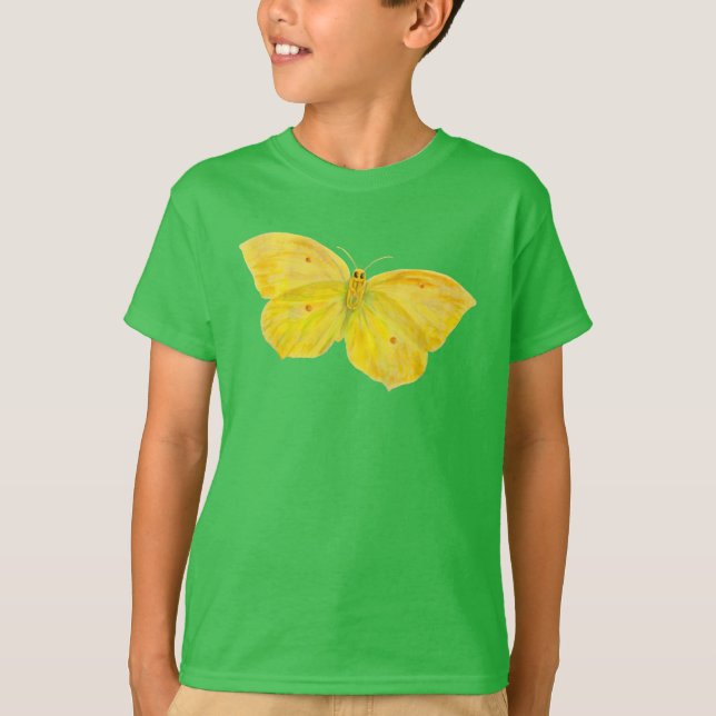 T-shirt Papillon jaune Volant de pierre de taille commune (Devant)
