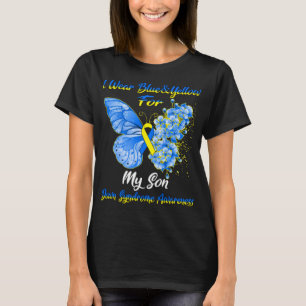 T-shirt Papillon Je Porte Bleu & Jaune Pour Mon Fils Vers