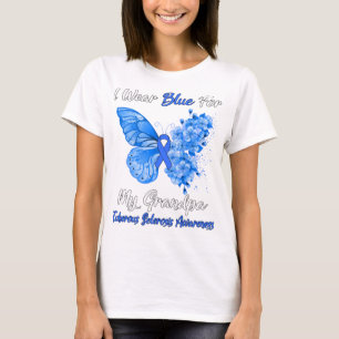 T-shirt Papillon Je Porte Bleu Pour Mon Grand-Père Tuberou