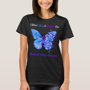 T-shirt Papillon Je Porte Bleu&Purple Pour Rheumatoid