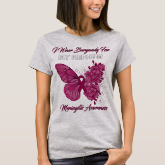 T-shirt Papillon Je Porte De La Bourgogne Pour Ma Méningit