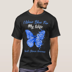 T-shirt Papillon Je Porte Du Bleu Pour La Maladie De Mon C