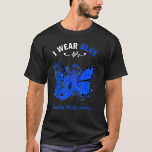 T-shirt Papillon Je Porte Du Bleu Pour La Myélite Transver