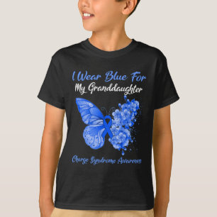 T-shirt Papillon Je Porte Du Bleu Pour Ma Grandgirl Charge