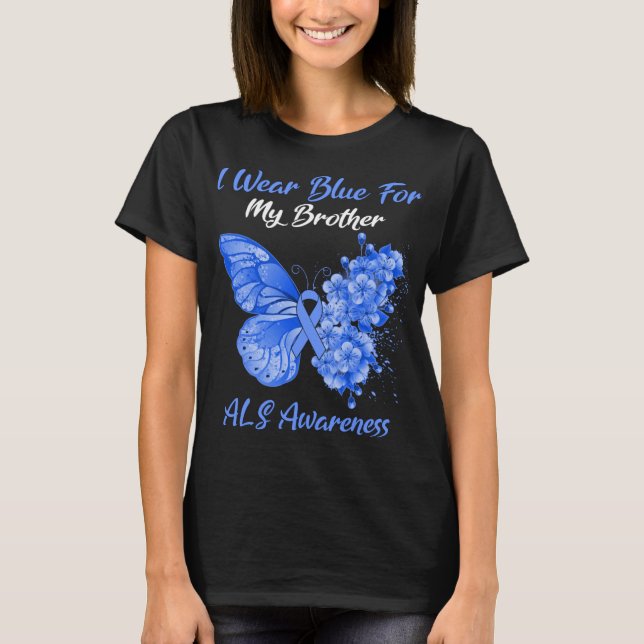 T-shirt Papillon Je Porte Du Bleu Pour Mon Frère Sensibili (Devant)