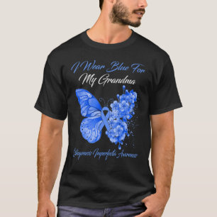 T-shirt Papillon Je Porte Du Bleu Pour Mon Grand-Mère Osté