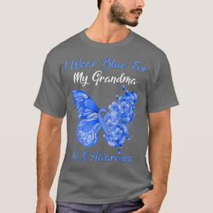 T-shirt Papillon Je Porte Du Bleu Pour Mon Grand-Mère SLA 