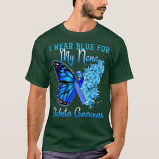T-shirt Papillon Je Porte Du Bleu Pour Mon Nana Diabetes