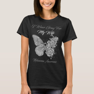 T-shirt Papillon Je Porte Du Gris Pour Ma Femme Melanoma