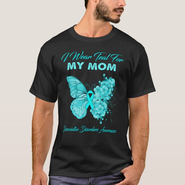 T-shirt Papillon Je Porte Du Sarcelle Pour Ma Mère Trouble (Devant)