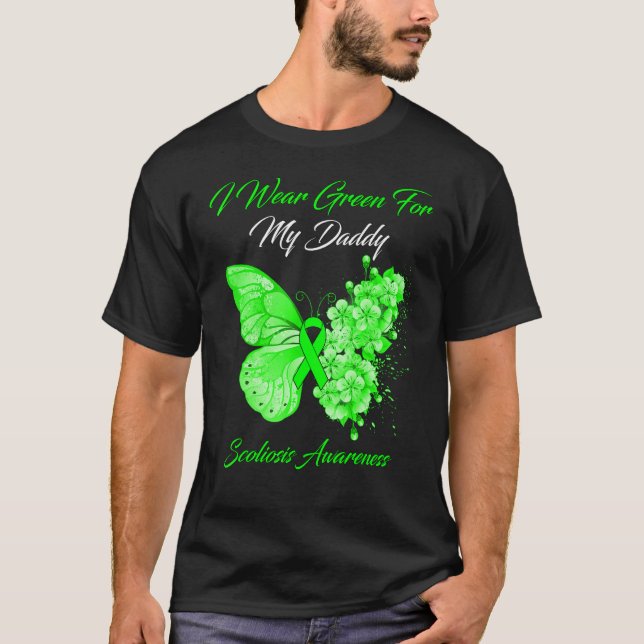T-shirt Papillon Je Porte Du Vert Pour La Scoliose De Mon  (Devant)