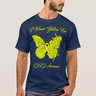 T-shirt Papillon Je Porte Jaune Pour La Sensibilisation Au