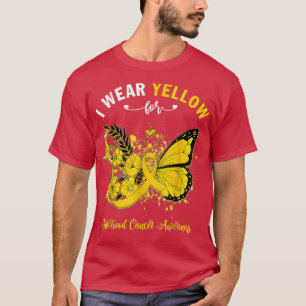 T-shirt Papillon Je Porte Jaune Pour L'Enfance Cancer Awar