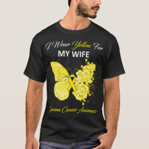 T-shirt Papillon Je Porte Jaune Pour Ma Femme Sarcome Canc