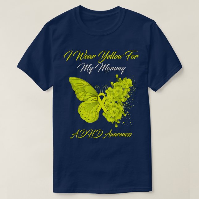 T-shirt Papillon Je Porte Jaune Pour Ma Maman Académiciens (Design devant)