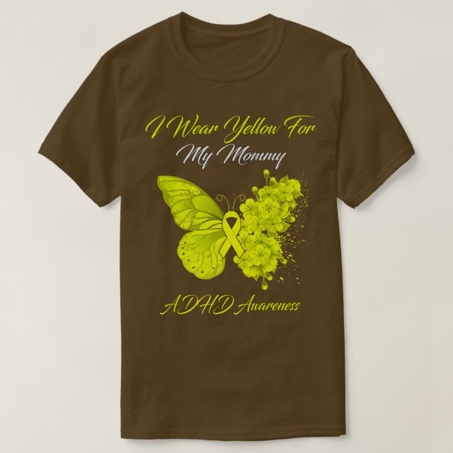 T-shirt Papillon Je Porte Jaune Pour Ma Maman Académiciens (Design devant)