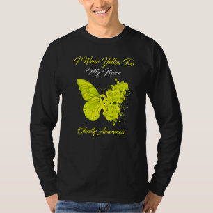 T-shirt Papillon Je Porte Jaune Pour Ma Nièce Obesity Awar