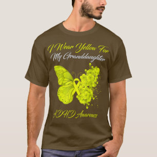 T-shirt Papillon Je Porte Jaune Pour Ma Petite-Fille TDAH