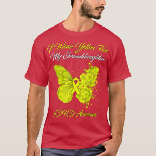T-shirt Papillon Je Porte Jaune Pour Ma Petite-Fille TDAH