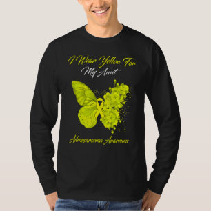 T-shirt Papillon Je Porte Jaune Pour Ma Tante Adenosarcome