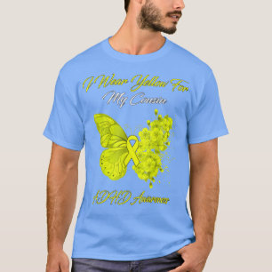 T-shirt Papillon Je Porte Jaune Pour Mon Cousin ADHD Award