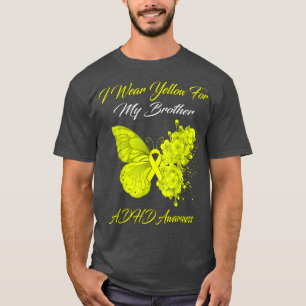 T-shirt Papillon Je Porte Jaune Pour Mon Frère ADHD Award