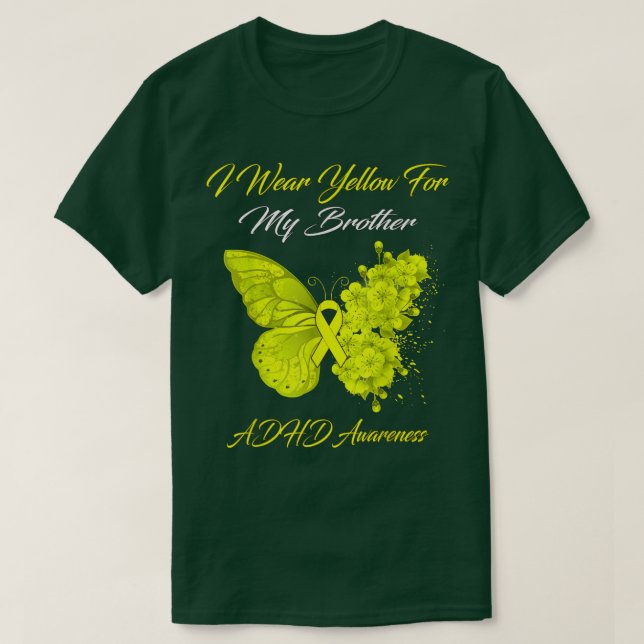 T-shirt Papillon Je Porte Jaune Pour Mon Frère ADHD Award (Design devant)