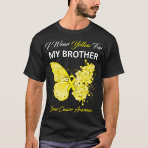 T-shirt Papillon Je Porte Jaune Pour Mon Frère Cancer De L