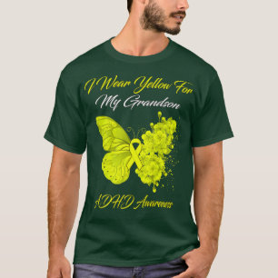 T-shirt Papillon Je Porte Jaune Pour Mon Grand-Fils TDAH A