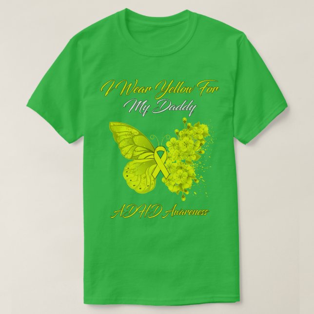 T-shirt Papillon Je Porte Jaune Pour Mon Papa ADHD Laurene (Design devant)