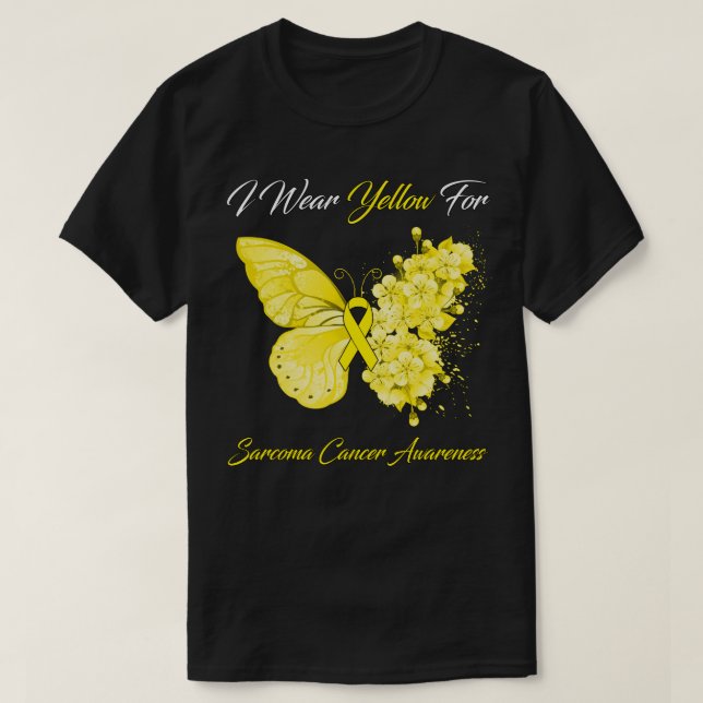 T-shirt Papillon Je Porte Jaune Pour Sarcome Cancer Award (Design devant)