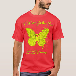 T-shirt Papillon Je Porte Jaune Pour Sensibilisation au TD