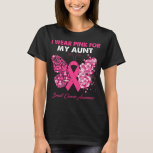 T-shirt Papillon Je Porte Le Rose Pour Ma Tante Cancer Du