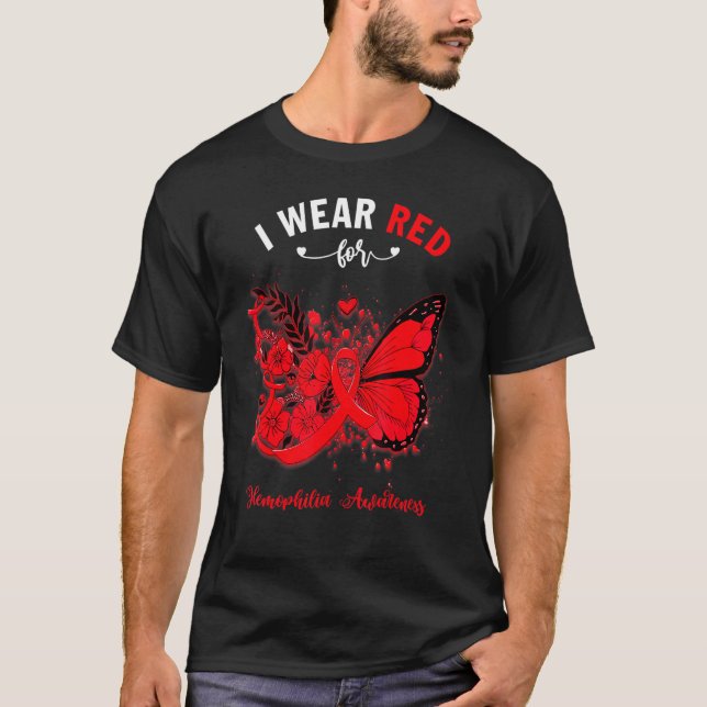 T-shirt Papillon Je Porte Le Rouge Pour La Sensibilisation (Devant)