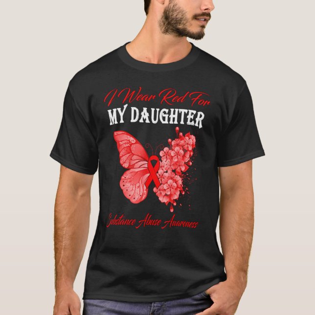 T-shirt Papillon Je Porte Le Rouge Pour Ma Fille Substance (Devant)