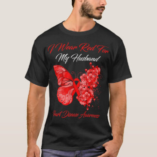 T-shirt Papillon Je Porte Le Rouge Pour Ma Maladie Cardiaq