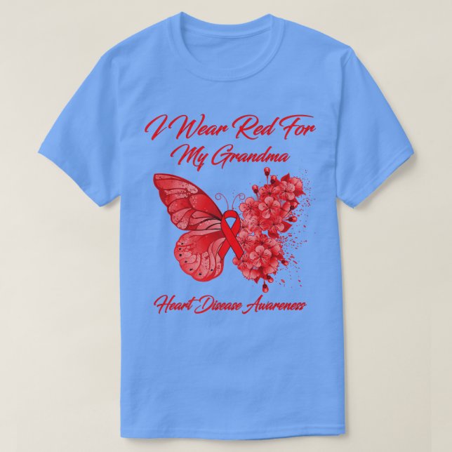 T-shirt Papillon Je Porte Le Rouge Pour Ma Maladie Cardiaq (Design devant)