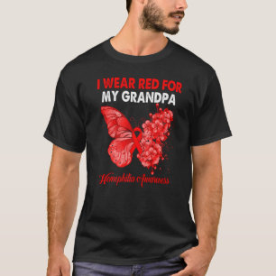 T-shirt Papillon Je Porte Le Rouge Pour Mon Grand-Père Hem
