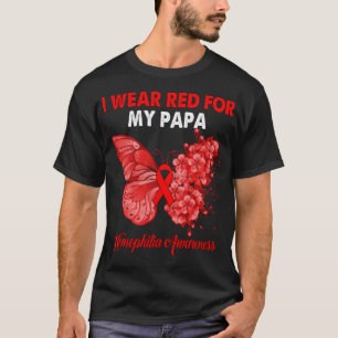 T-shirt Papillon Je Porte Le Rouge Pour Mon Papa Hemophili