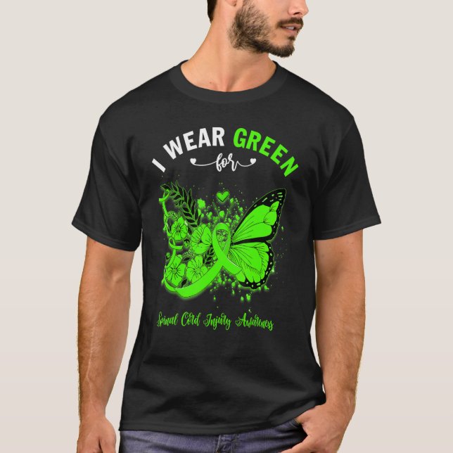 T-shirt Papillon Je Porte Le Vert Pour La Moelle Vertébral (Devant)