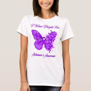 T-shirt Papillon Je porte le violet pour la sensibilisatio