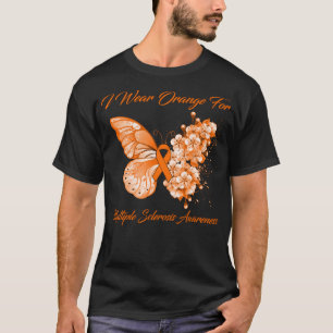 T-shirt Papillon Je Porte Orange Pour La Sclérose Multiple