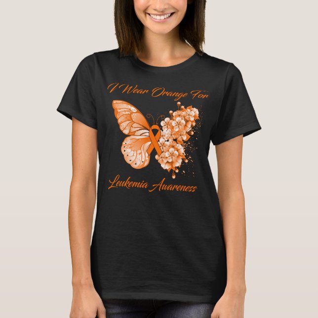 T-shirt Papillon Je Porte Orange Pour La Sensibilisation À (Devant)