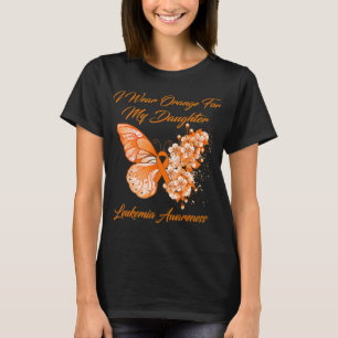 T-shirt Papillon Je Porte Orange Pour Ma Fille Leucémie A