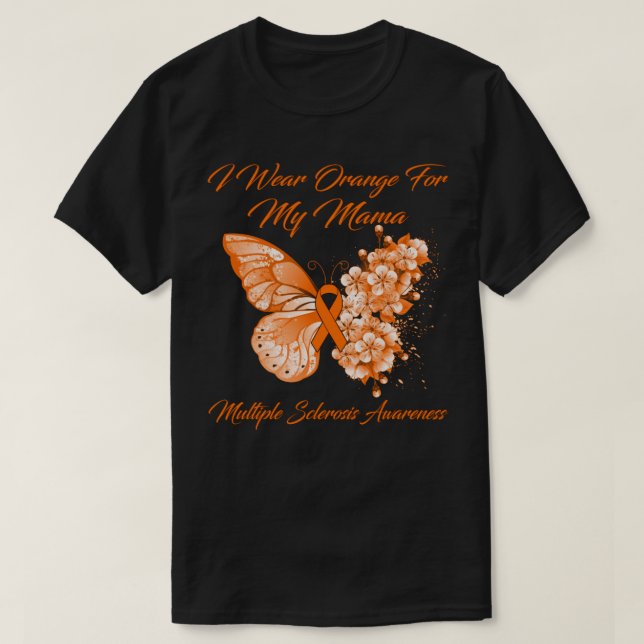 T-shirt Papillon Je Porte Orange Pour Ma Mama Scler Multip (Design devant)