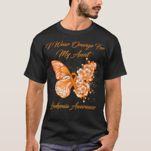T-shirt Papillon Je Porte Orange Pour Ma Tante Leucémie A