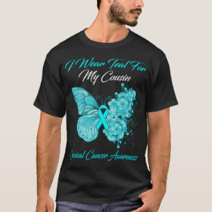 T-shirt Papillon Je Porte Turquoise Pour Ma Cousin Cance C