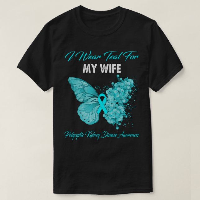 T-shirt Papillon Je Porte Turquoise Pour Ma Femme Polykyst (Design devant)