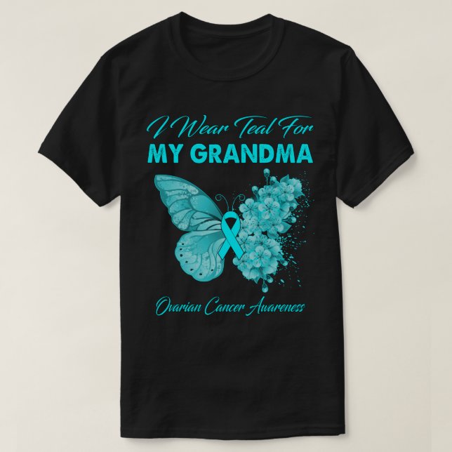 T-shirt Papillon Je Porte Turquoise Pour Ma Grandma Cance  (Design devant)