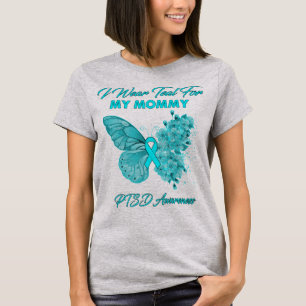 T-shirt Papillon Je Porte Turquoise Pour Ma Maman Sensibil